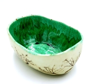 zielona miska ceramiczna podłużna handmade