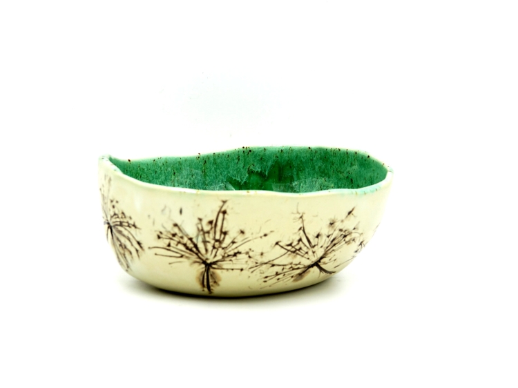 zielona miska ceramiczna podłużna handmade